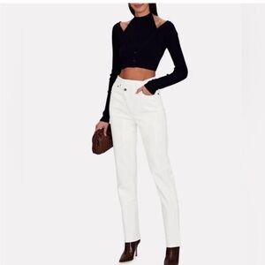 AGOLDE Leather Criss Cross Abstract Straight Leg Pants Size 27 in Lace White